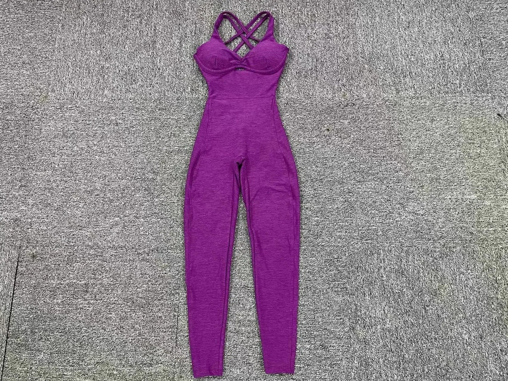 GR | Sporty Jumpsuit Women's Sportswear Push-Up Gym Set Women's Fitness Overall Lycra Sports Outfit for Women Sportswear Yoga Clothing Pink