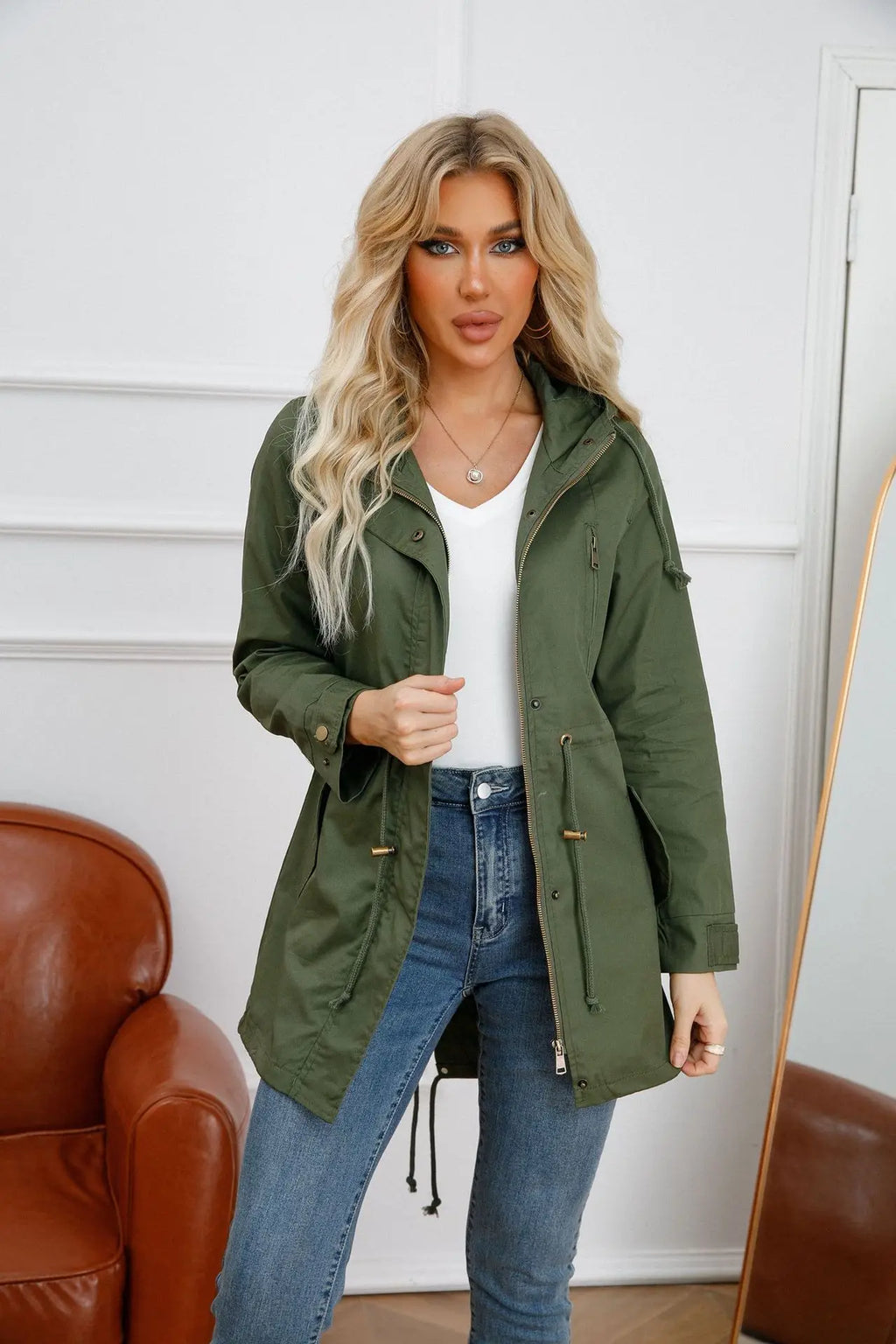 GR | Baumwoll Trenchcoat Mit Kapuze