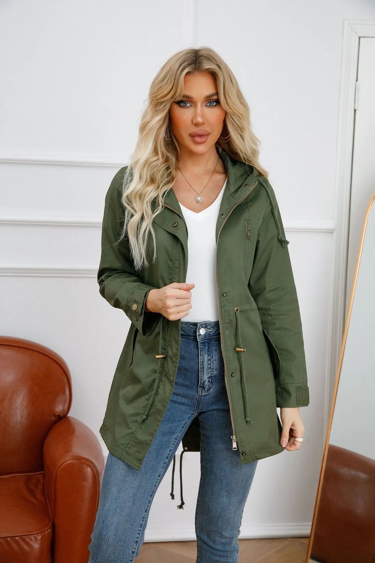 GR | Cotton Trench Coat with Hood