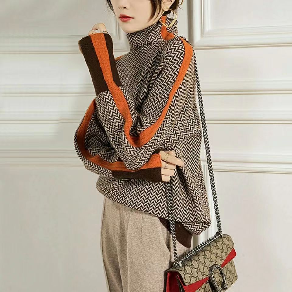 GR Geometric knitted roll neck sweater