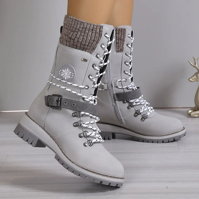 GR | Fashionable lace-up boots with platform and thick sole