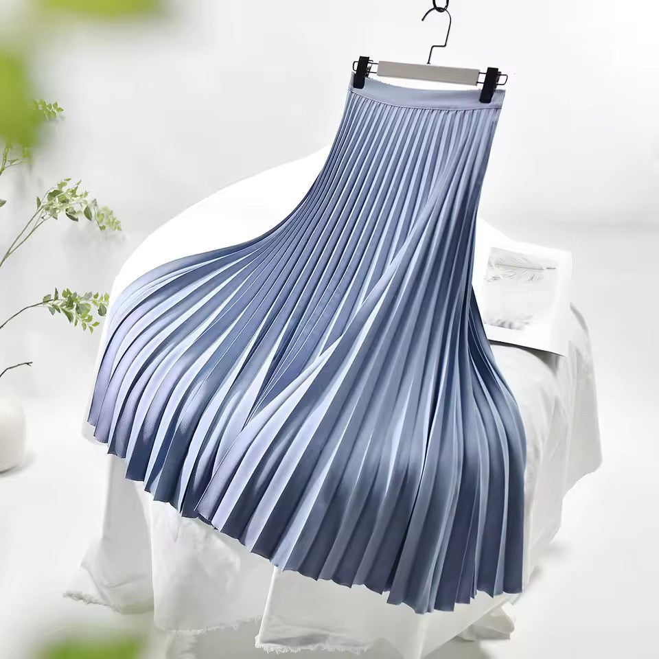 GR | Satin Plissee Rock Hohe Taille