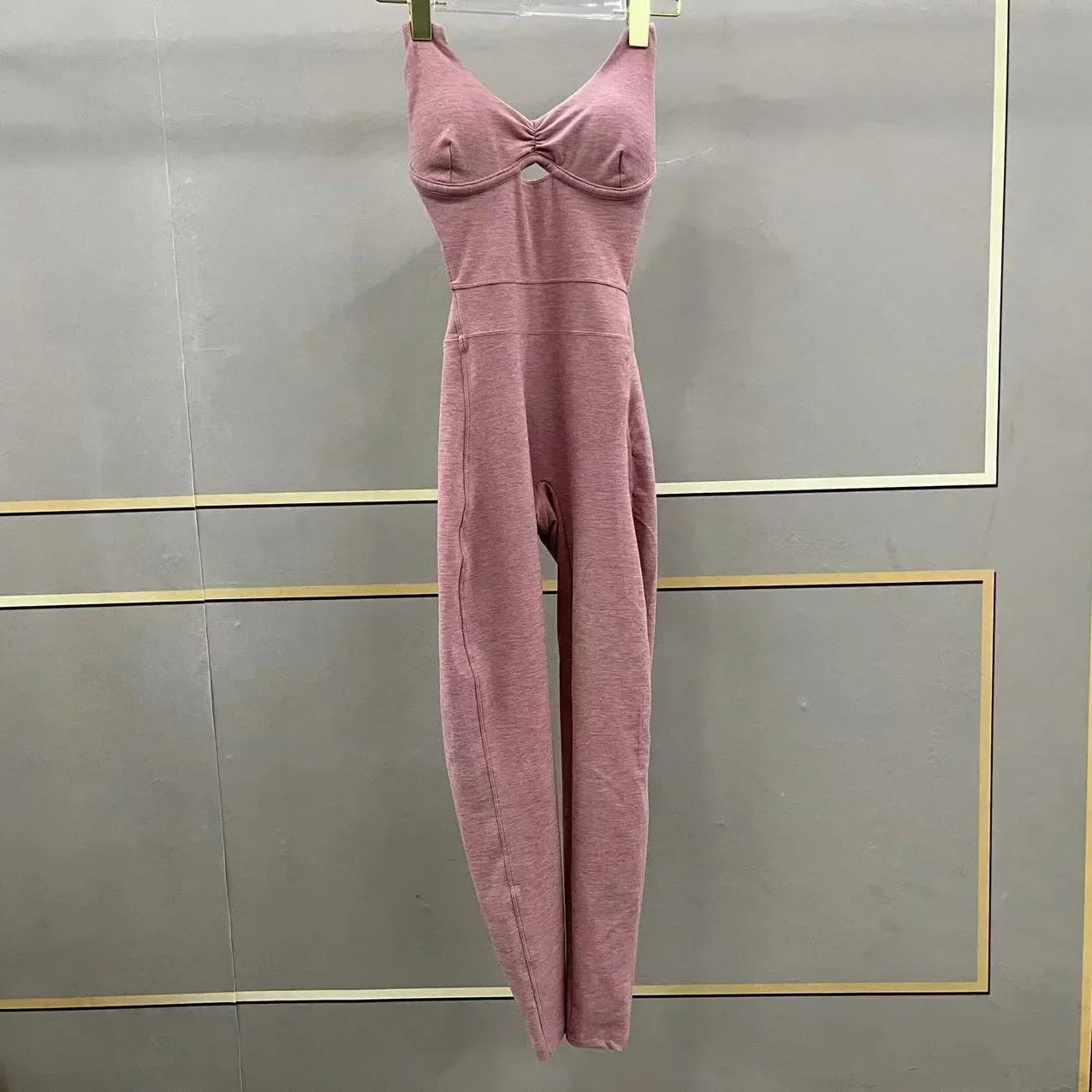 GR | Sporty Jumpsuit Women's Sportswear Push-Up Gym Set Women's Fitness Overall Lycra Sports Outfit for Women Sportswear Yoga Clothing Pink