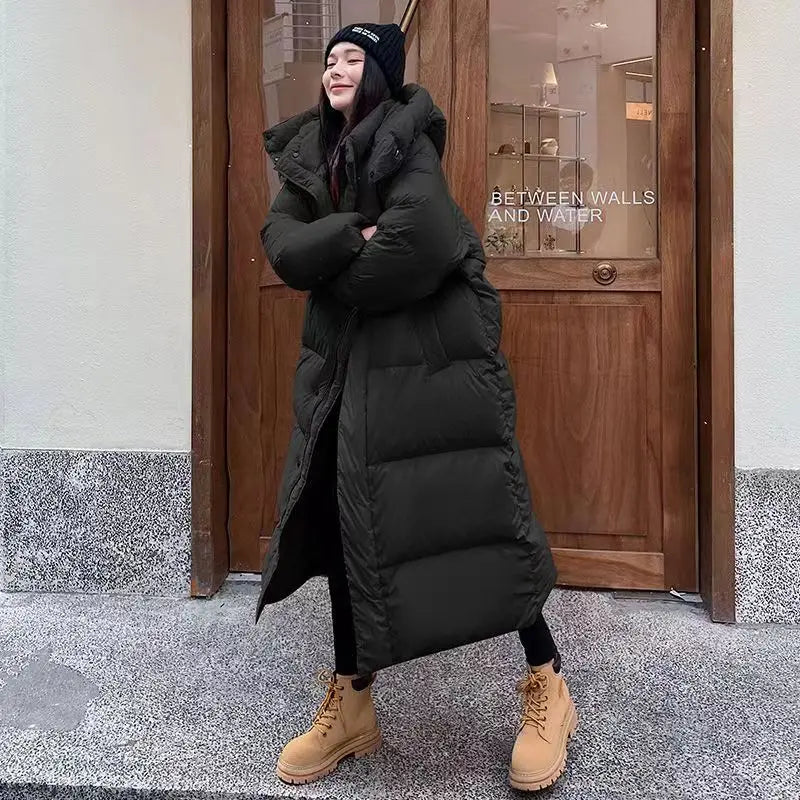 GR | Long Stylish Down Jacket T-Shirt with Hood