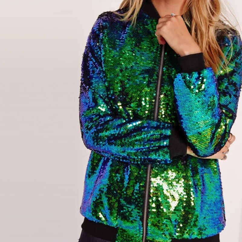 GR | Sequined coat bomber jacket