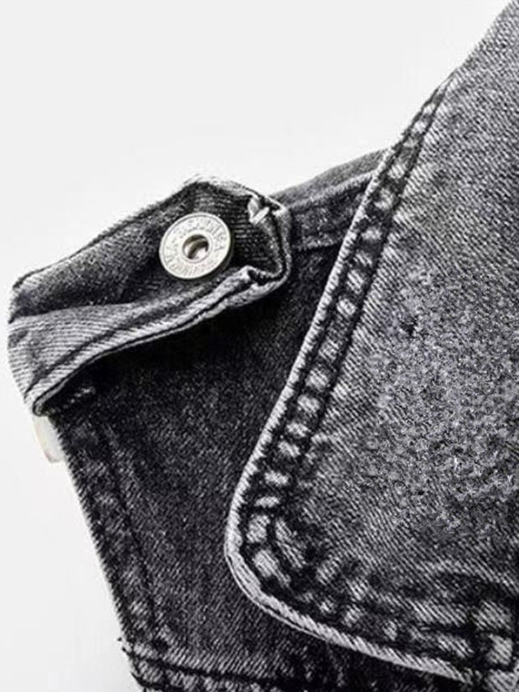 Jeans vest chic - Women's denim vest with cowboy style 