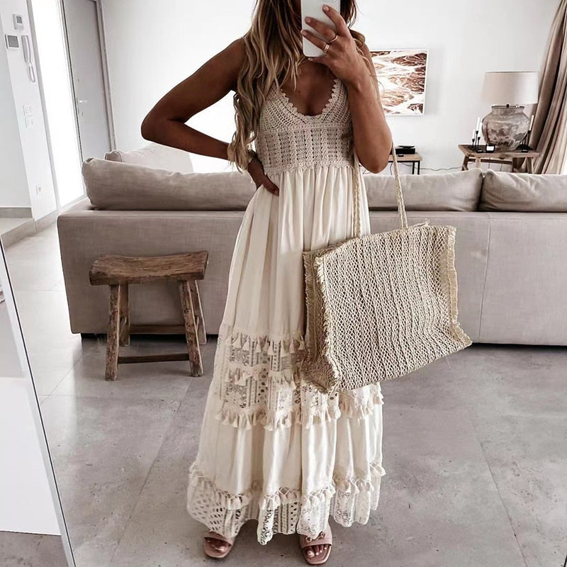 GR | Spitzen Boho Fließkleid