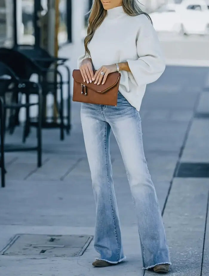 GR | Damen Jeans, Neue High-Waist Schlankmachende Mikro Flared Jeans Damen Trend