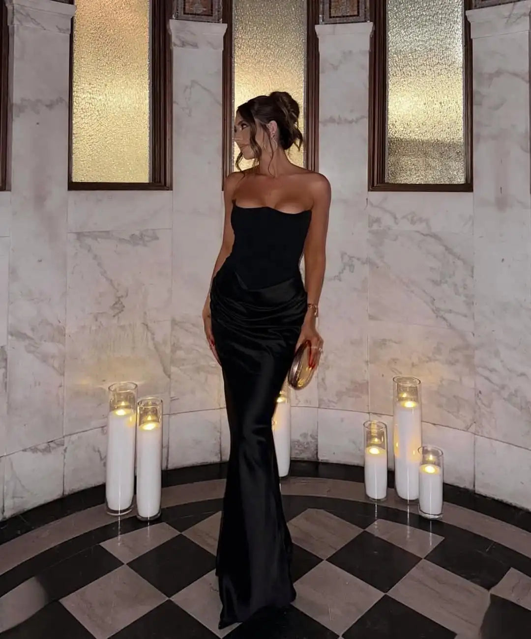 GR | Strapless Pink Satin Ballkleid