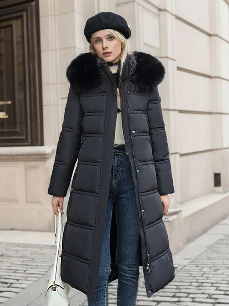 GR - Winter jacket with fur collar and belt 