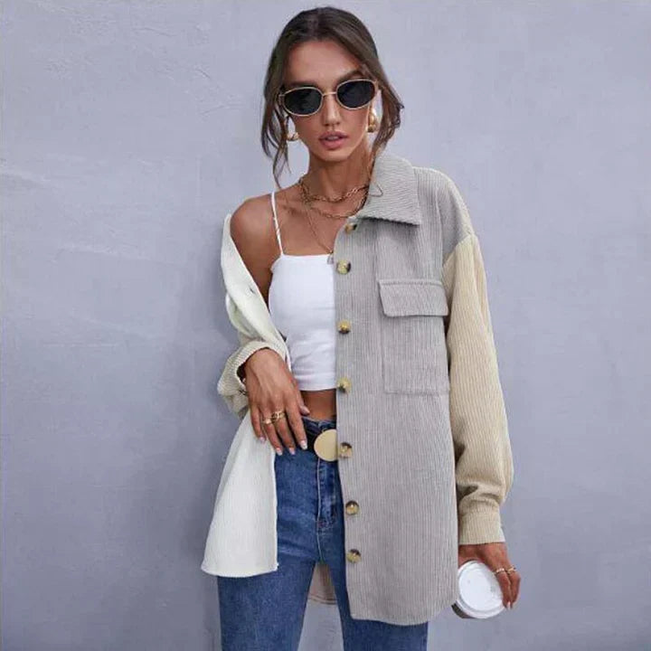 Button-down corduroy jacket for women