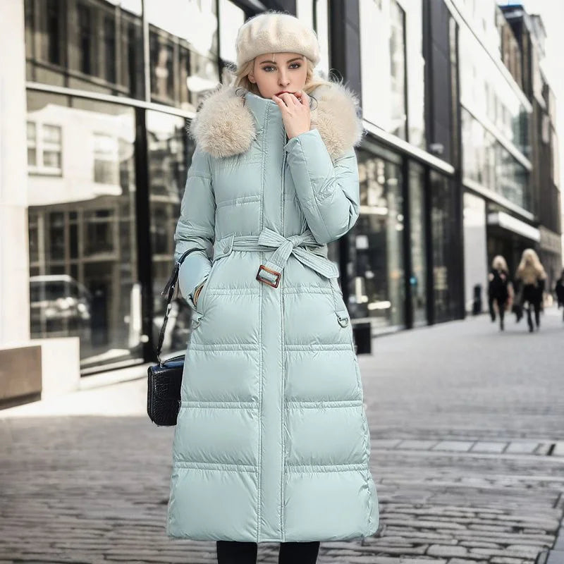 GR - Winter jacket with fur collar and belt 