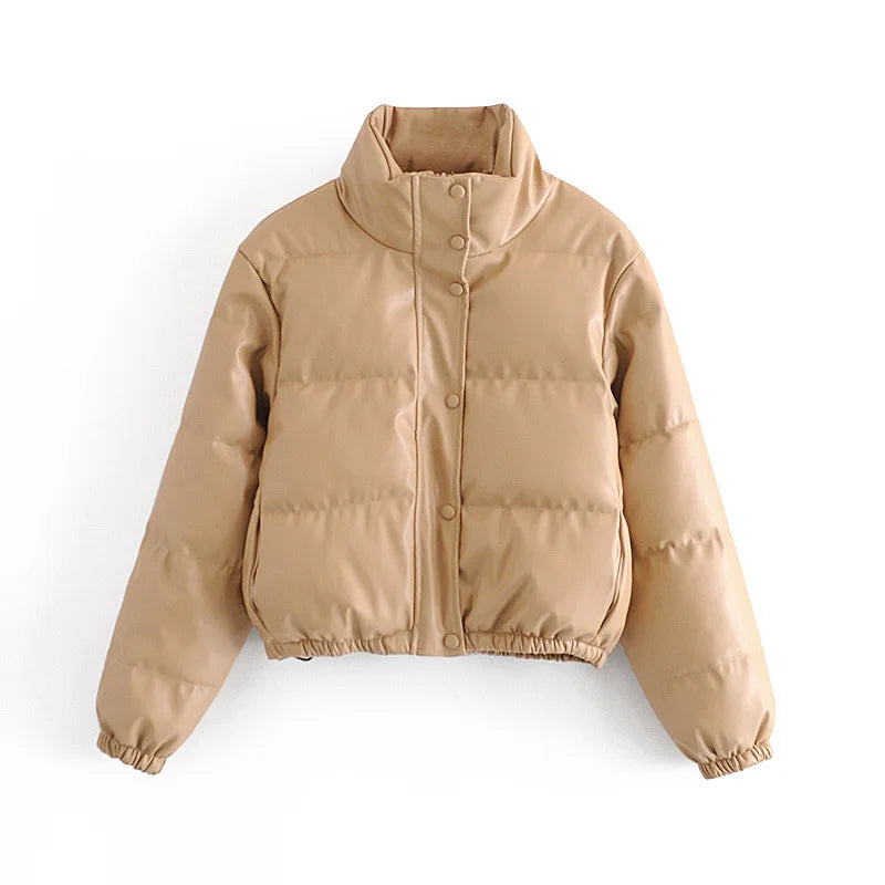 GR | Padded leather jacket for women