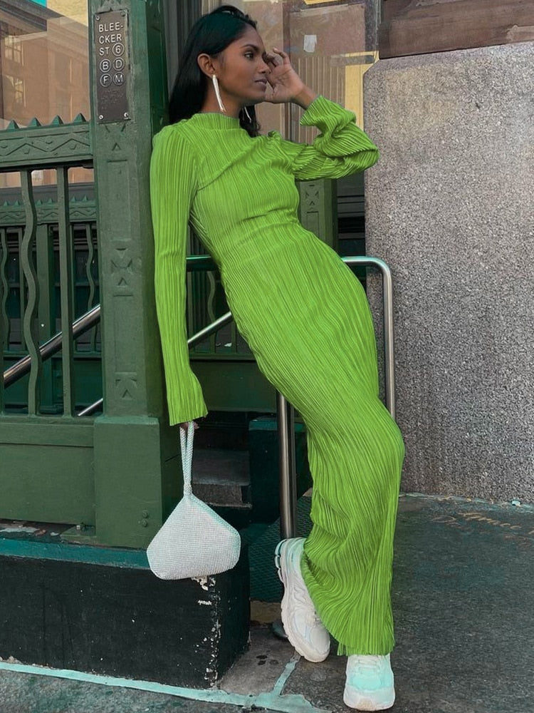 GR - Enganpassendes Midi-Kleid mit langen Ärmeln für Frauen