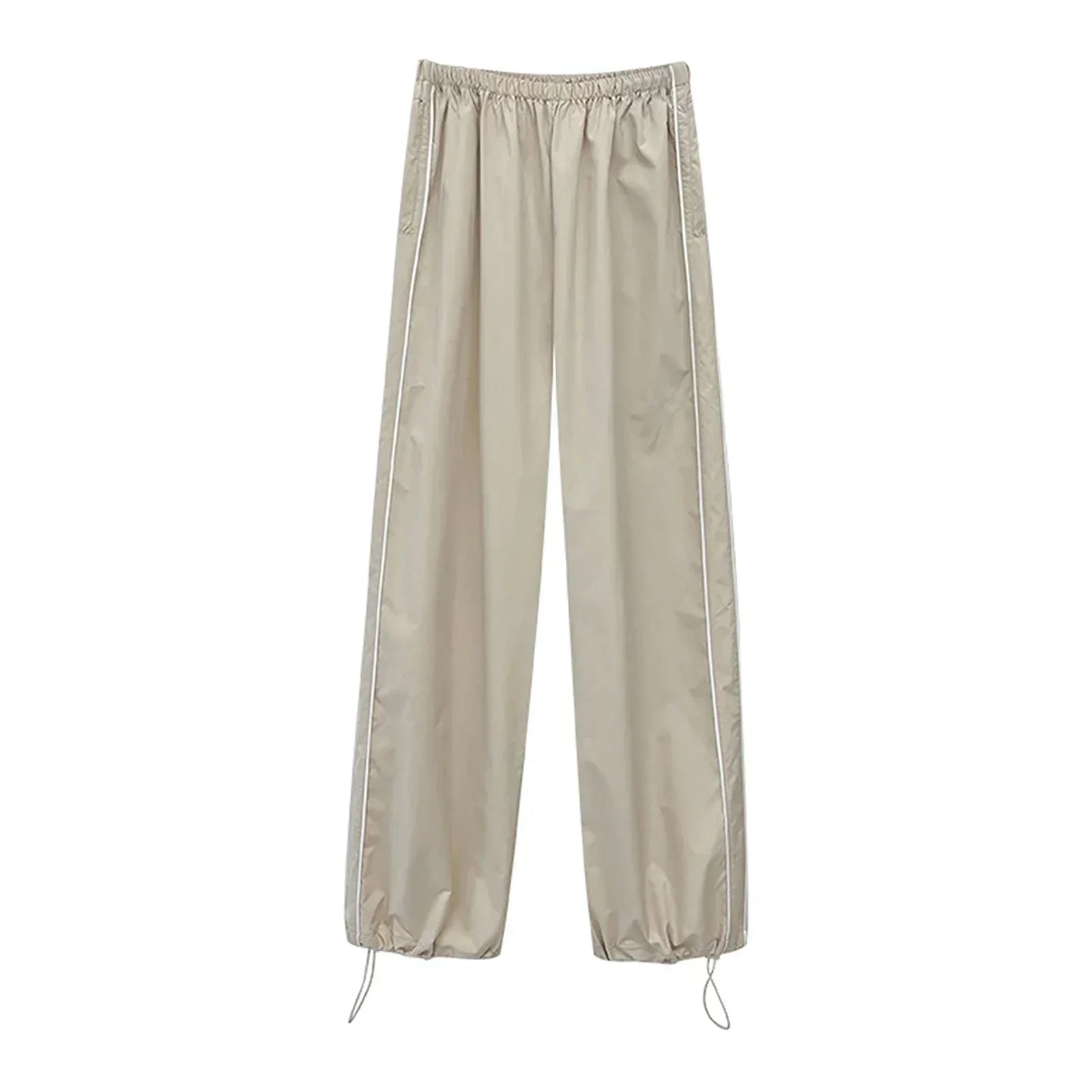 GR | Frauen Y2K Elastischer Taillen Cargo Hosen Locker Einfarbige Jogginghosen Trainingshose mit Taschen Streetwear