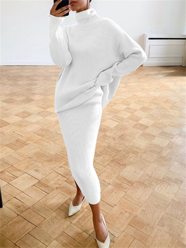 GR | Chic autumn knit two-piece slim fit set for women