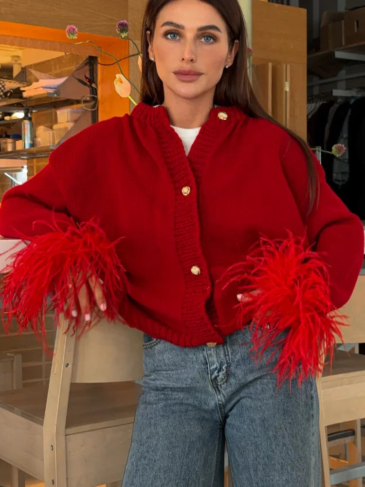 GR | Schicke Feder Strickjacke
