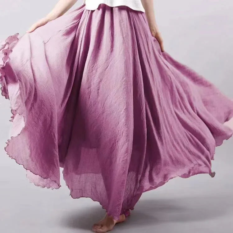GR | Fashion Cotton Linen Clothing Women's Skirts Maxi Y2K Elegant Beach Saia Ropa Mujer Casual Dress Boho Long Skirts Faldas Harajuku