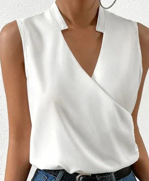 Elegant sleeveless solid-color top