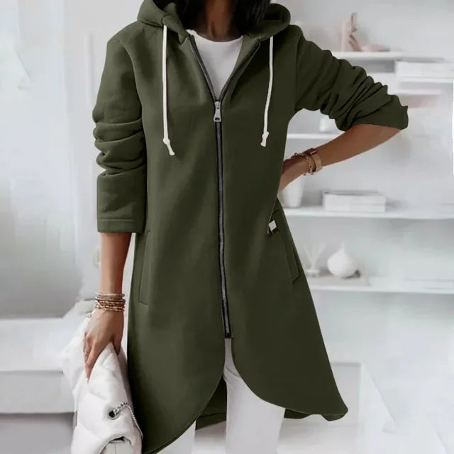GR | Kapuzenstrickjacke mit geschwungenem Saum