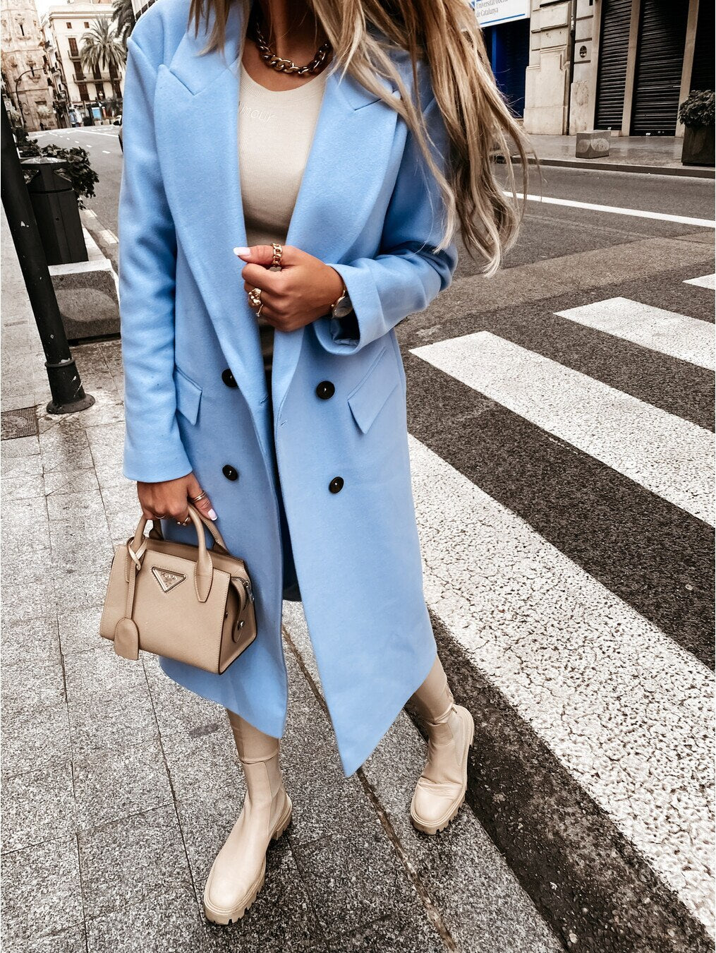 GR Attractive Autumn Wool Coat | Women's Retro Fashion Black Long Sleeve Coat