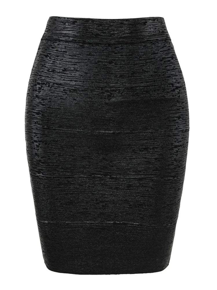 GR | Wholesale Women's Summer Fashion Sexy Gold Bronze Bandage Skirt Designer Nightclub Bodycon Pencil Skirt Faldas 46cm