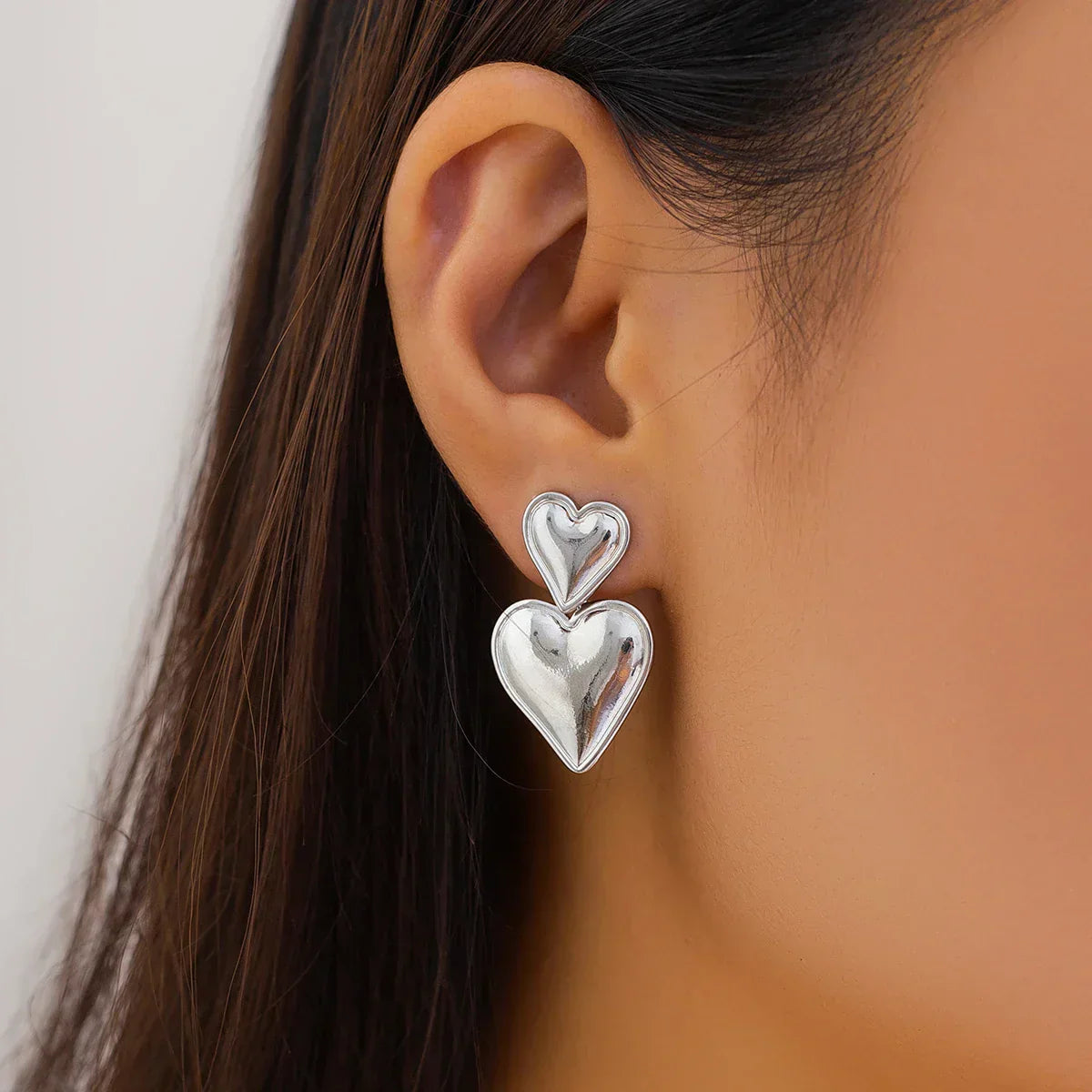 GR | Stylish Double Heart Drop Earrings for Women