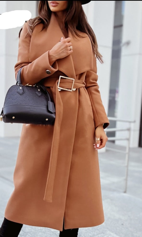 GR Long coat with tie belt