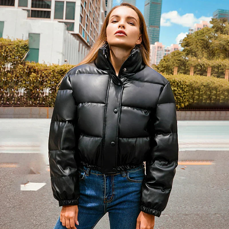 GR | Padded leather jacket for women