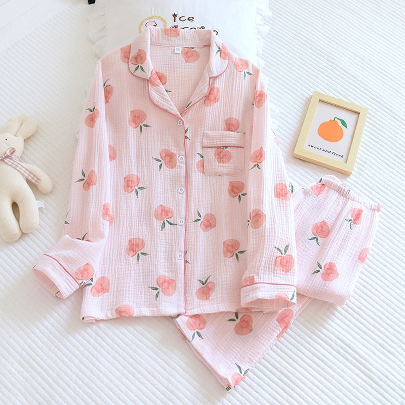 GR | Cotton Pyjama Set for Women Peach