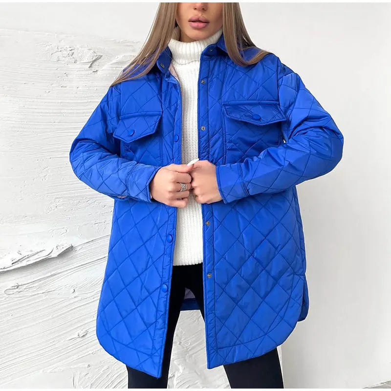 quilted jacket with snap fasteners