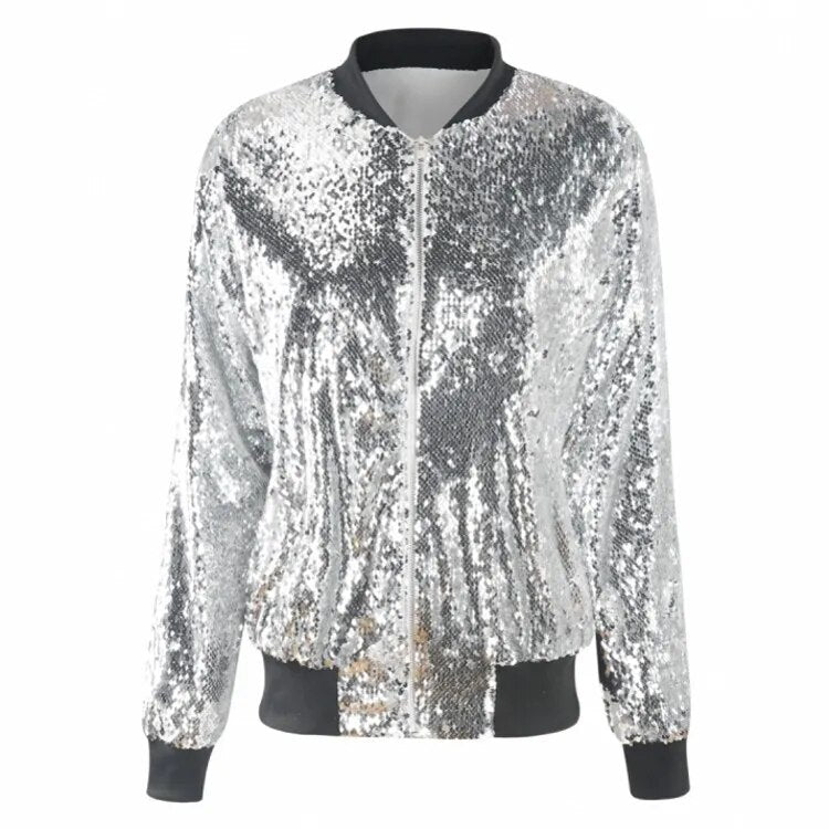 GR | Sequined coat bomber jacket
