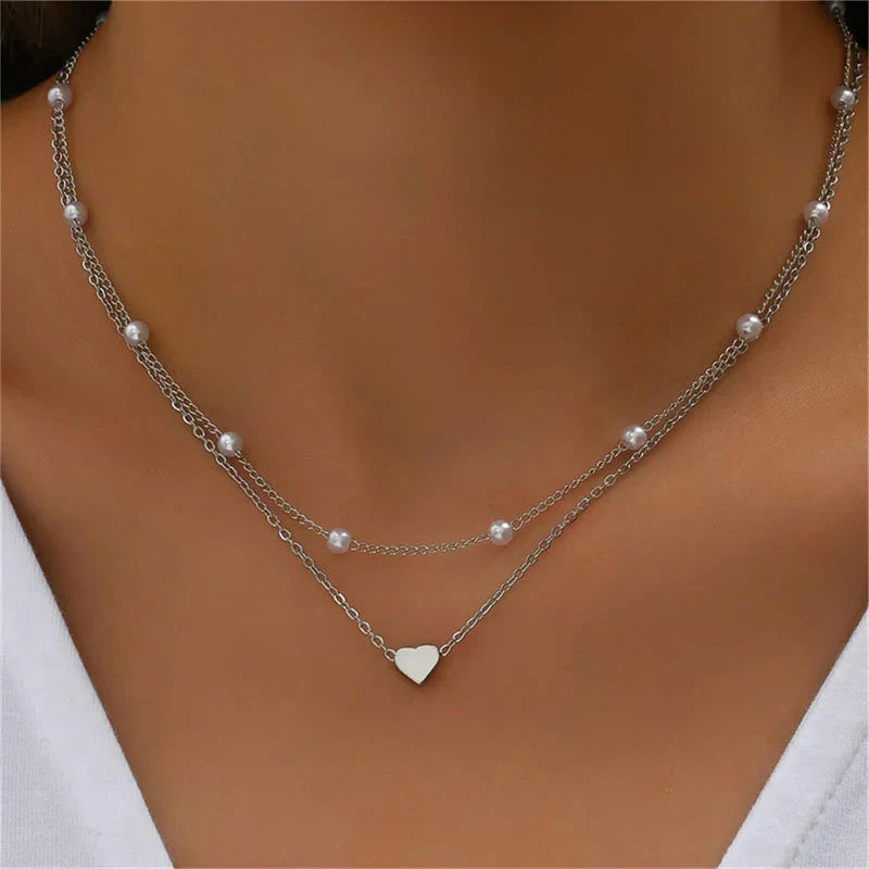 GR | Pearl Choker Heart Necklace for Women