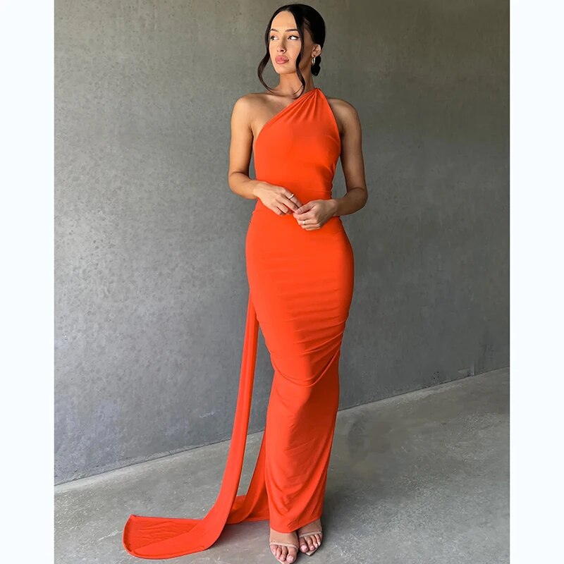 GR | Elegante Bodycon-Kleid mit Einem Schulter Rückehoch