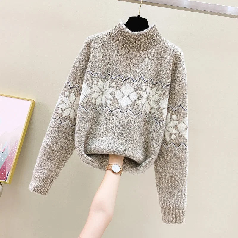 GR - Hässlicher Weihnachtspulli - Gemütlicher Schneeflocken-Turtleneck