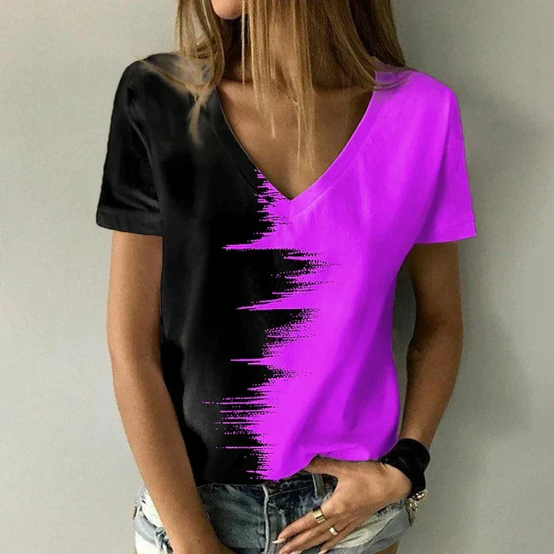 GR | T-Shirt mit V-Ausschnitt und Kurzen Ärmeln