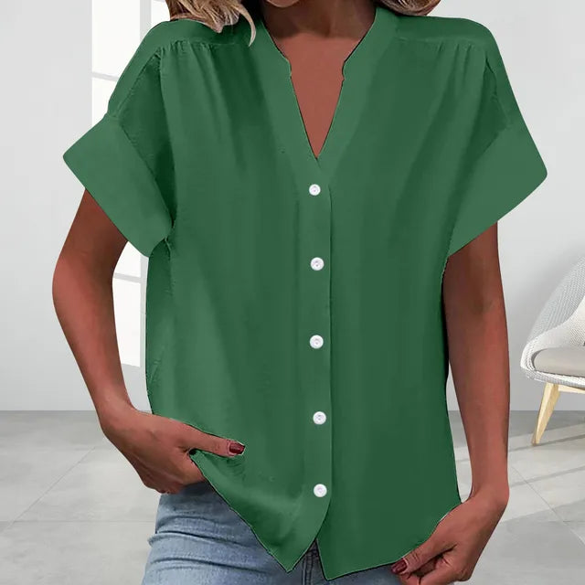 GR | Casual V-neck top with short sleeves