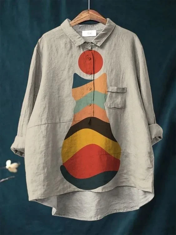 GR | Katzenkunst Auf Weißem T-Shirt