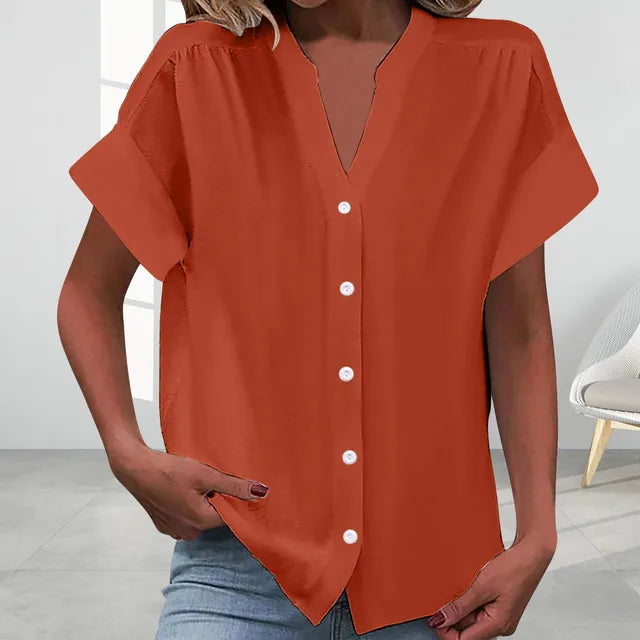 GR | Casual V-neck top with short sleeves