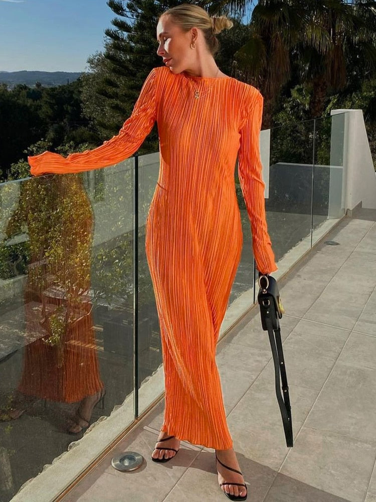 GR - Enganpassendes Midi-Kleid mit langen Ärmeln für Frauen