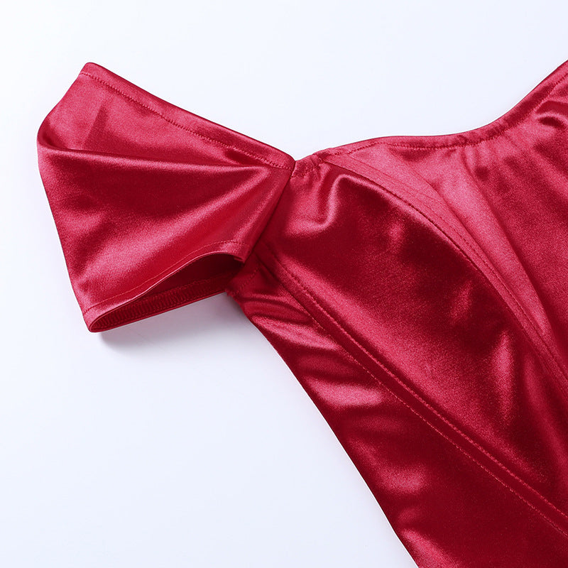 GR | Satin top with puffed sleeves