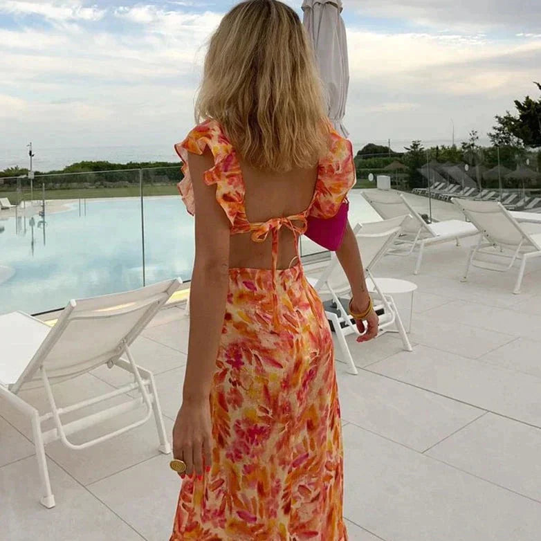 GR | Printed dress with ruffles