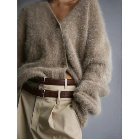 GR | Fluffy knitted women's cardigan