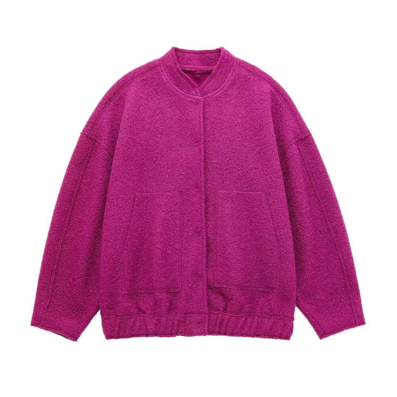 GR - Oversized wool coat with round neck and buttons