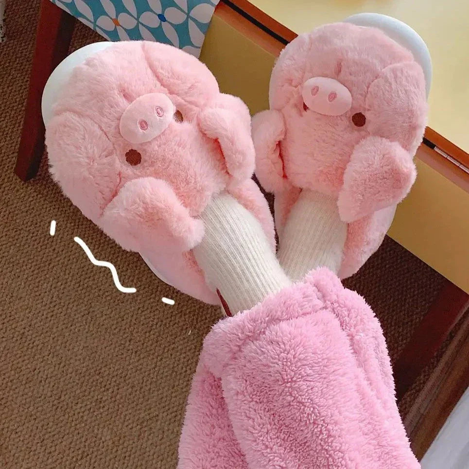 GR | Fluffy Pig Slippers