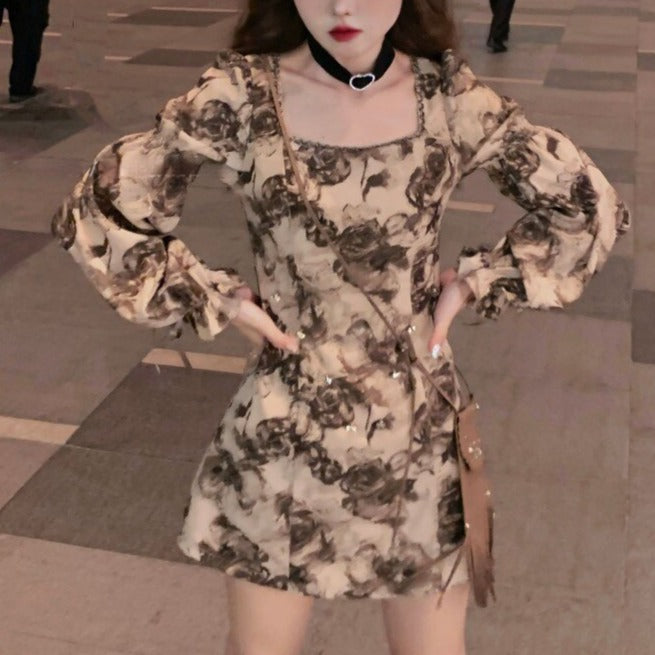 GR | Floral Fairy Princess Dress with Detachable High-Low Skirt Layer 