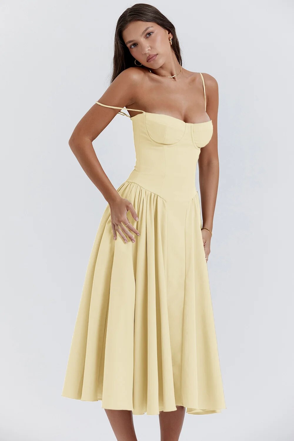 GR | Ärmelloses Midikleid Mit Korsett Passform