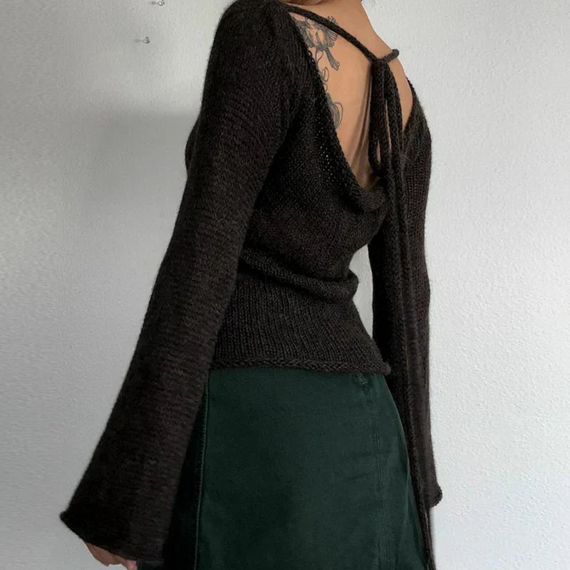 GR | Lockerer Strickpullover mit Glockenärmeln