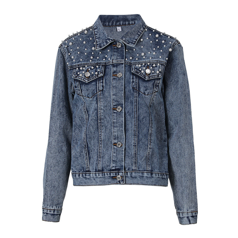 Denim jacket - a favorite denim piece with stylish pearl embellishment