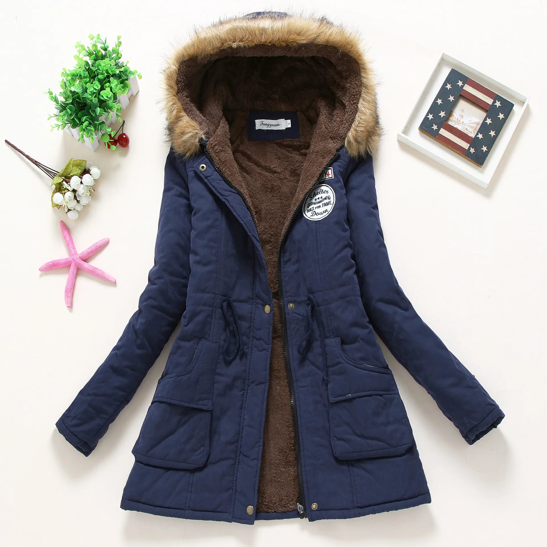 GR | Fashionable winter jacket with faux fur trim